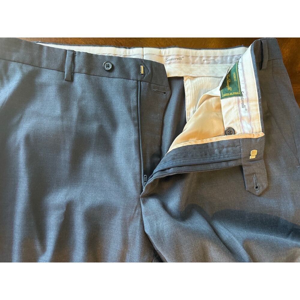 Santorelli Men Wool Trousers Dress Pants Size 40 Blue Business Office Work Italy - Picture 11 of 11